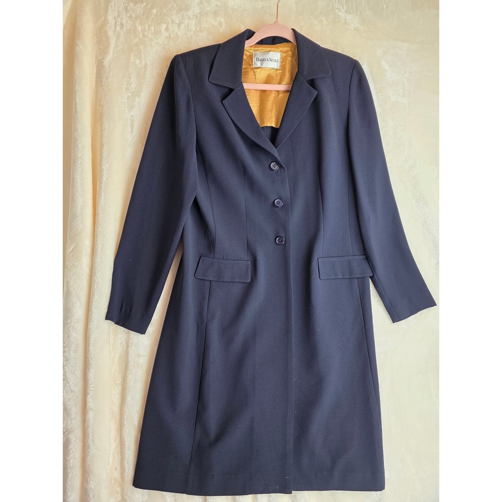 Vintage Y2K Danny‎ Nicole Navy Blue Blazer and Pant Suit Set Women's Size 10